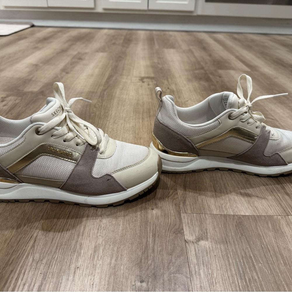 Beige and Gold Sneakers